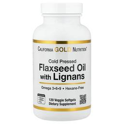 California Gold Nutrition Cold Pressed Flaxseed Oil With Lignans 120 Veggie Softgels 1 G Per Softgel