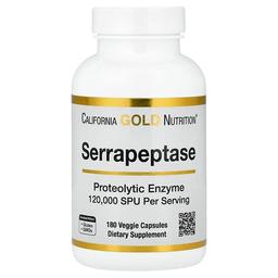 California Gold Nutrition Serrapeptase Proteolytic Enzyme 120 000 Spus 180 Veggie Capsules