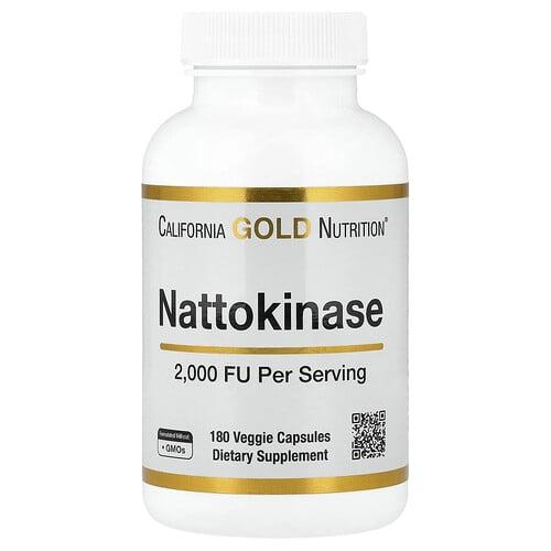 California Gold Nutrition Nattokinase Proteolytic Enzyme 2 000 Fu 180 Veggie Capsules