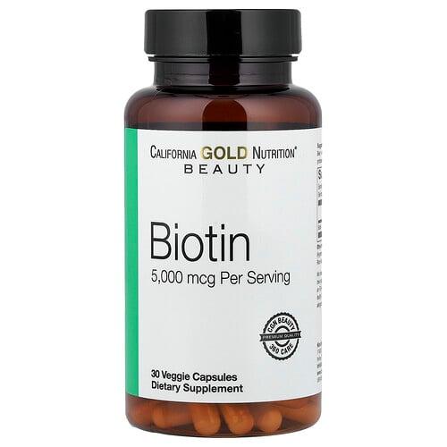 California Gold Nutrition Biotin 5 000 Mcg 30 Veggie Capsules product image