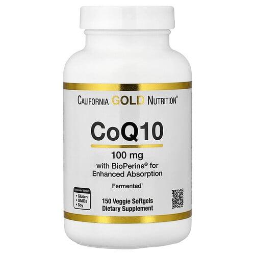 California Gold Nutrition Coq10 With Bioperine Black Pepper Extract 150 Veggie Softgels product image