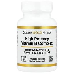 California Gold Nutrition High Potency Vitamin B Complex With Methyl Folate Methyl B12 30 Veggie Capsules