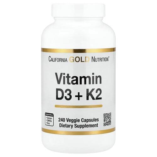 California Gold Nutrition Vitamin D3 K2 240 Veggie Capsules