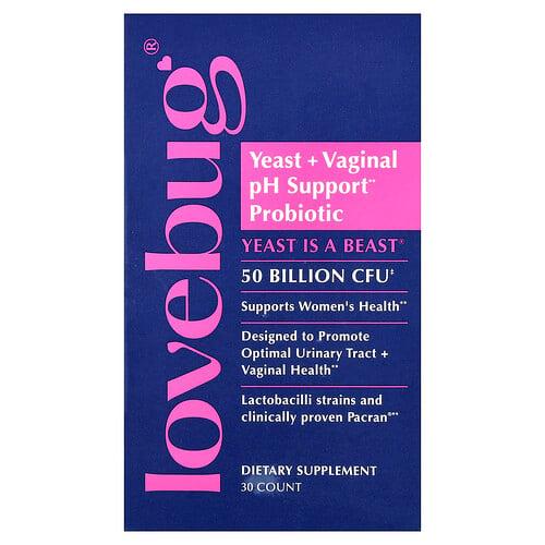Lovebug Probiotics Yeast Vaginal Ph Support Probiotic 50 Billion Cfu 30 Capsules