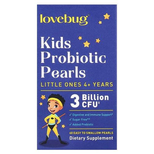 Lovebug Probiotics Kids Probiotics Pearls 4 Years 3 Billion Cfu 60 Easy To Swallow Pearls