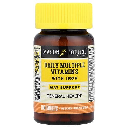 Mason Natural Daily Multiple Vitamins With Iron 100 Tablets