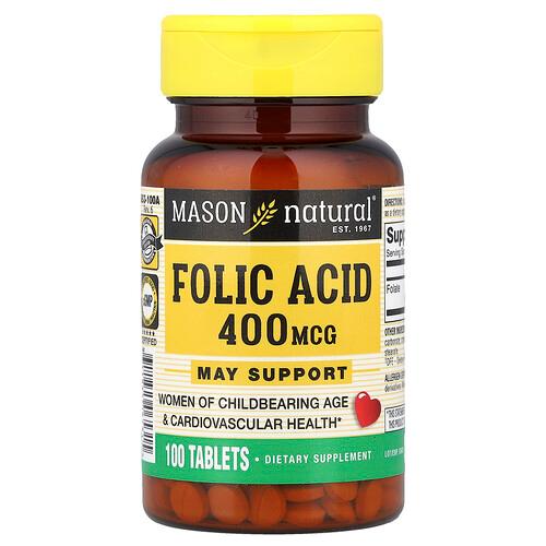 Mason Natural Folic Acid 400 Mcg 100 Tablets product image