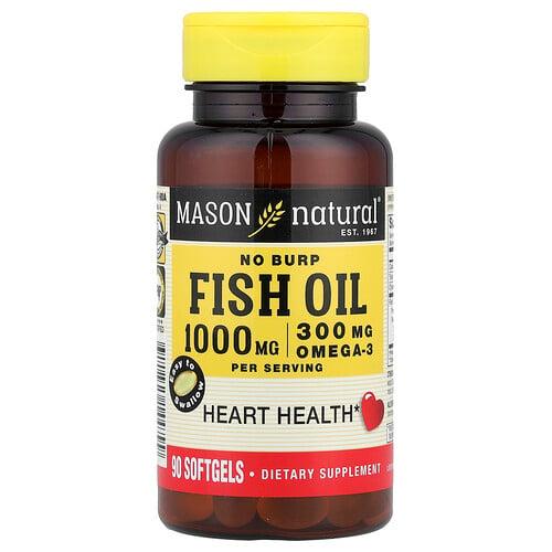 Mason Natural No Burp Fish Oil 90 Softgels 500 Mg Per Softgel