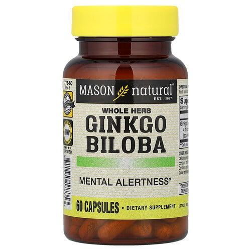Mason Natural Whole Herb Ginkgo Biloba 60 Capsules 125 Mg Per Capsule