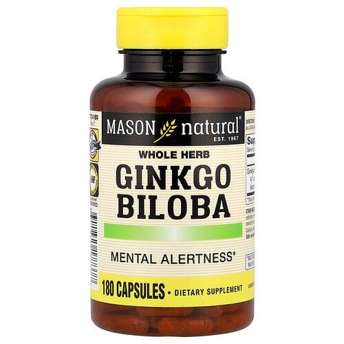 Mason Natural Whole Herb Ginkgo Biloba 180 Capsules 125 Mg Per Capsule