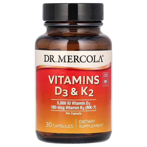 Dr Mercola Vitamins D3 K2 30 Capsules product image
