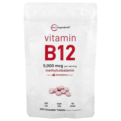 Micro Ingredients Vitamin B12 Strawberry 240 Chewable Tablets 2 500 Mcg Per Tablet product image