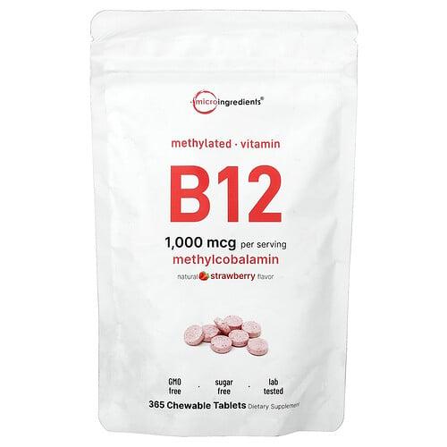 Micro Ingredients Vitamin B12 Natural Strawberry 1 000 Mcg 365 Chewable Tablets product image