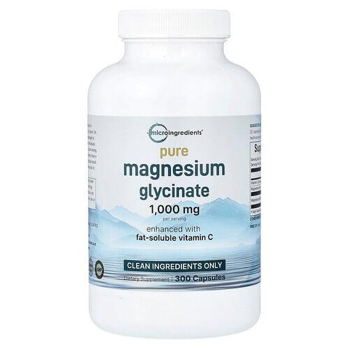 Micro Ingredients Pure Magnesium Glycinate With Vitamin C 300 Capsules