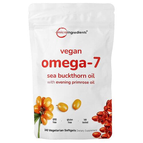 Micro Ingredients Vegan Omega 7 Sea Buckthorn Oil With Evening Primrose Oil 240 Vegetarian Softgels