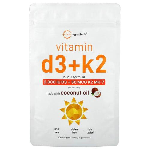 Micro Ingredients Vitamin D3 K2 300 Softgels product image