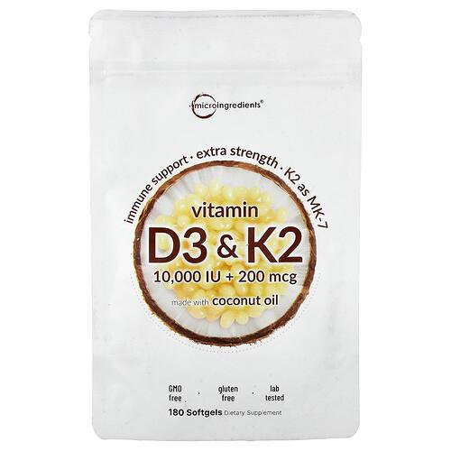 Micro Ingredients Vitamin D3 K2 180 Softgels