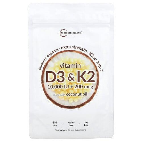 Micro Ingredients Vitamin D3 K2 300 Softgels