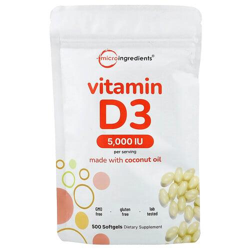 Micro Ingredients Vitamin D3 5 000 Iu 500 Softgels product image