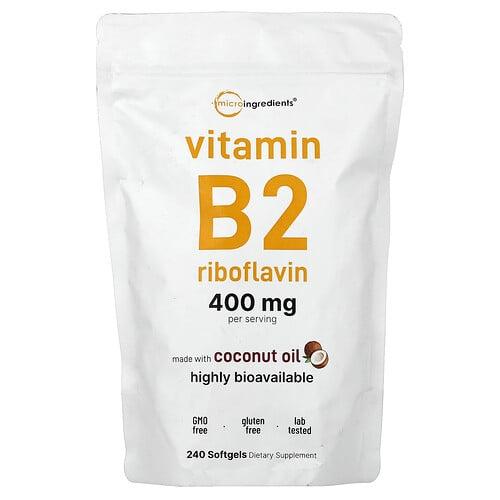 Micro Ingredients Vitamin B2 Riboflavin 240 Softgels 200 Mg Per Softgel product image