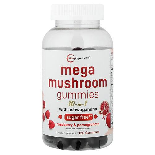 Micro Ingredients Mega Mushrooms Gummies Raspberry Pomegranate 120 Gummies