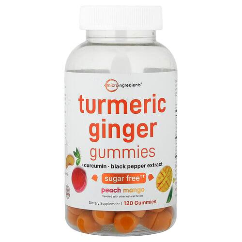 Micro Ingredients Turmeric Ginger Gummies Peach Mango 120 Gummies