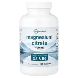 Micro Ingredients Magnesium Citrate With Vitamin D3 B6 240 Capsules