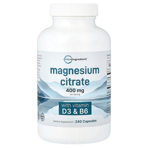 Micro Ingredients Magnesium Citrate With Vitamin D3 B6 240 Capsules product image