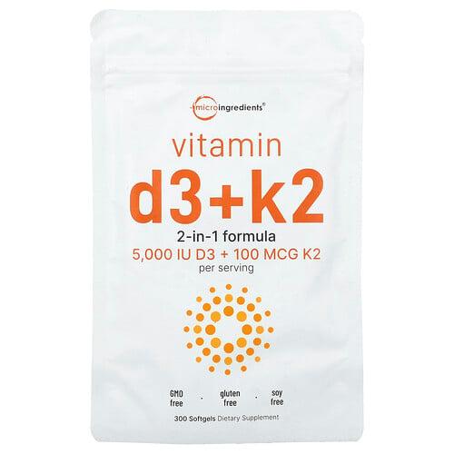 Micro Ingredients Vitamin D3 K2 300 Softgels