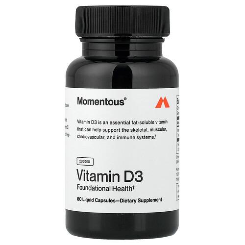 Momentous Vitamin D3 50 Mg 2 000 Iu 60 Liquid Capsules