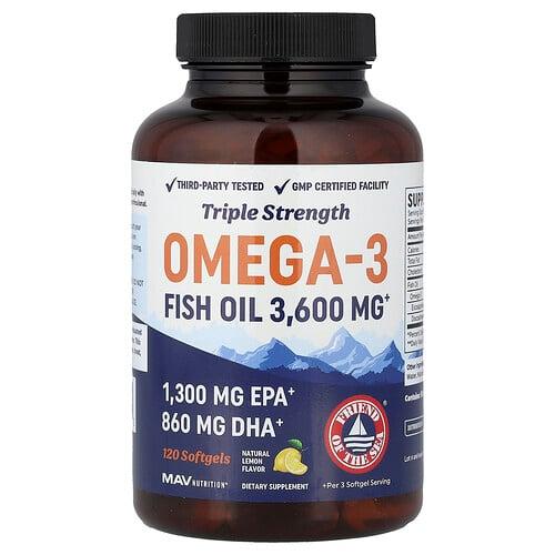 Mav Nutrition Omega 3 Fish Oil Natural Lemon 120 Softgels product image