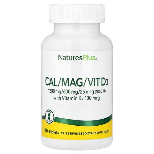 Naturesplus Cal Mag Vit D3 With Vitamin K2 90 Tablets