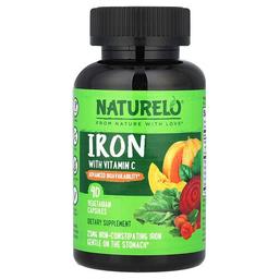 Naturelo Iron With Vitamin C 90 Vegetarian Capsules