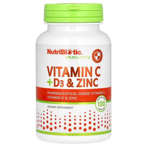 Nutribiotic Immunity Vitamin C D3 Zinc 100 Capsules product image