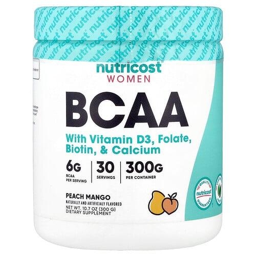 Nutricost Women Bcaa With Vitamin D3 Folate Biotin Calcium Peach Mango 10 7 Oz 300 G product image