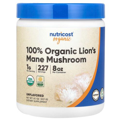 Nutricost 100 Organic Lion S Mane Mushroom Unflavored 8 1 Oz 227 G