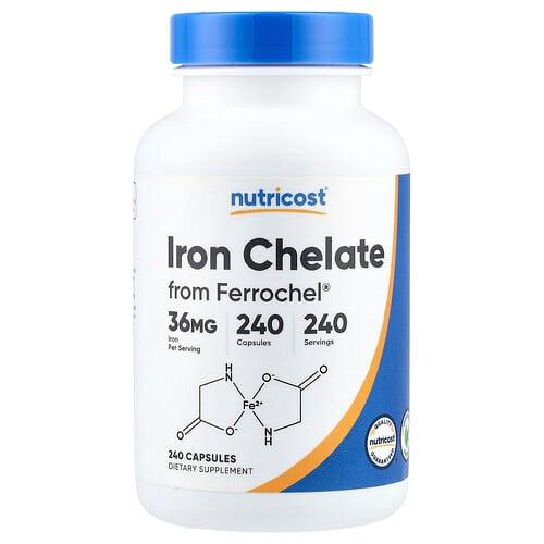 Nutricost Iron Chelate From Ferrochel 36 Mg 240 Capsules product image