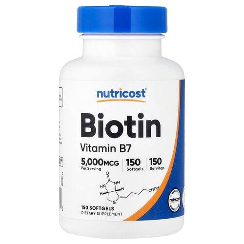 Nutricost Biotin 5 000 Mcg 150 Softgels product image