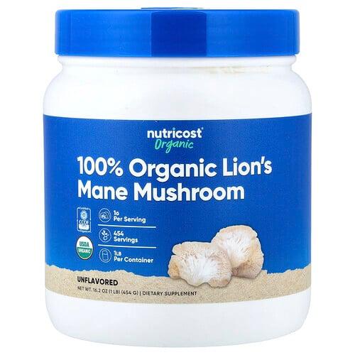 Nutricost Organic Lion S Mane Mushroom Unflavored 1 Lb 454 G