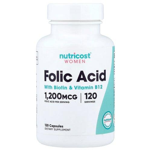 Nutricost Women Folic Acid With Biotin Vitamin B12 120 Capsules