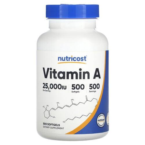 Nutricost Vitamin A 25 000 Iu 500 Softgels product image