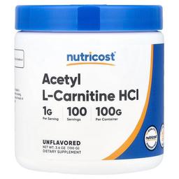 Nutricost Acetyl L Carnitine Hcl Unflavored 3 6 Oz 100 G