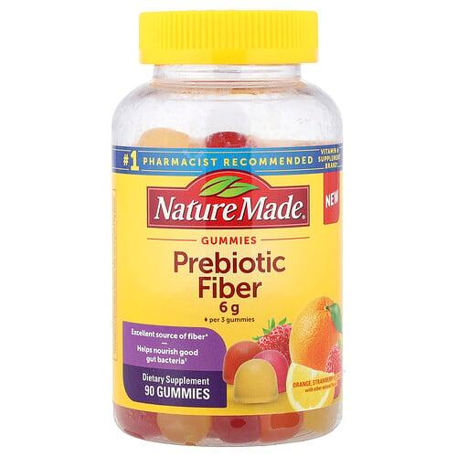 Nature Made Prebiotic Fiber Gummies Orange Strawberry Lemon 90 Gummies
