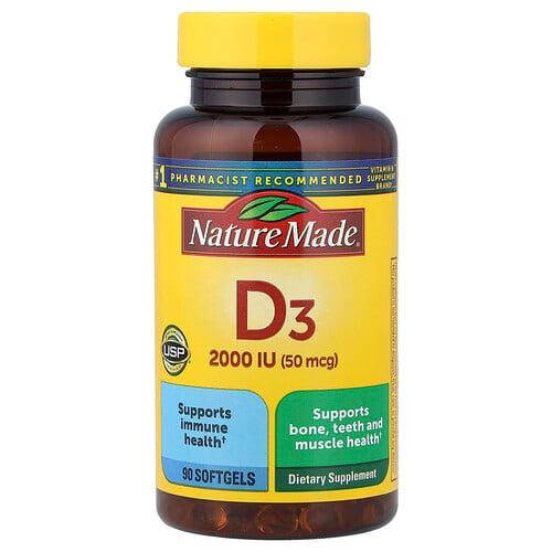 Nature Made Vitamin D3 50 Mcg 2 000 Iu 90 Softgels