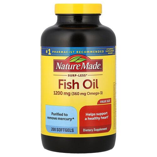 Nature Made Fish Oil Burp Less 1 200 Mg 200 Softgels