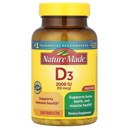 Nature Made Vitamin D3 50 Mcg 2000 Iu 220 Tablets