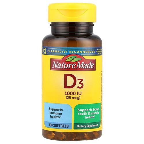 Nature Made Vitamin D3 25 Mcg 1 000 Iu 100 Softgels product image