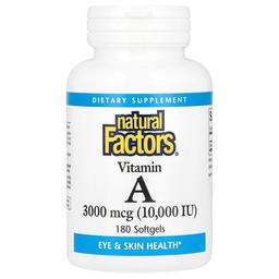 Natural Factors Vitamin A 3 000 Mcg 10 000 Iu 180 Softgels