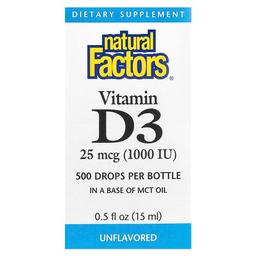 Natural Factors Vitamin D3 Drops Unflavored 25 Mcg 1 000 Iu 0 5 Fl Oz 15 Ml