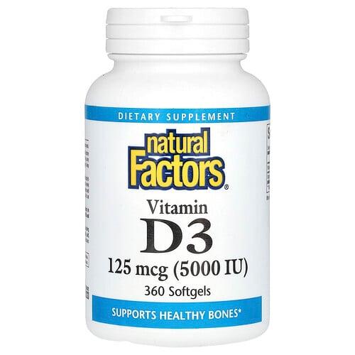 Natural Factors Vitamin D3 125 Mcg 5 000 Iu 360 Softgels